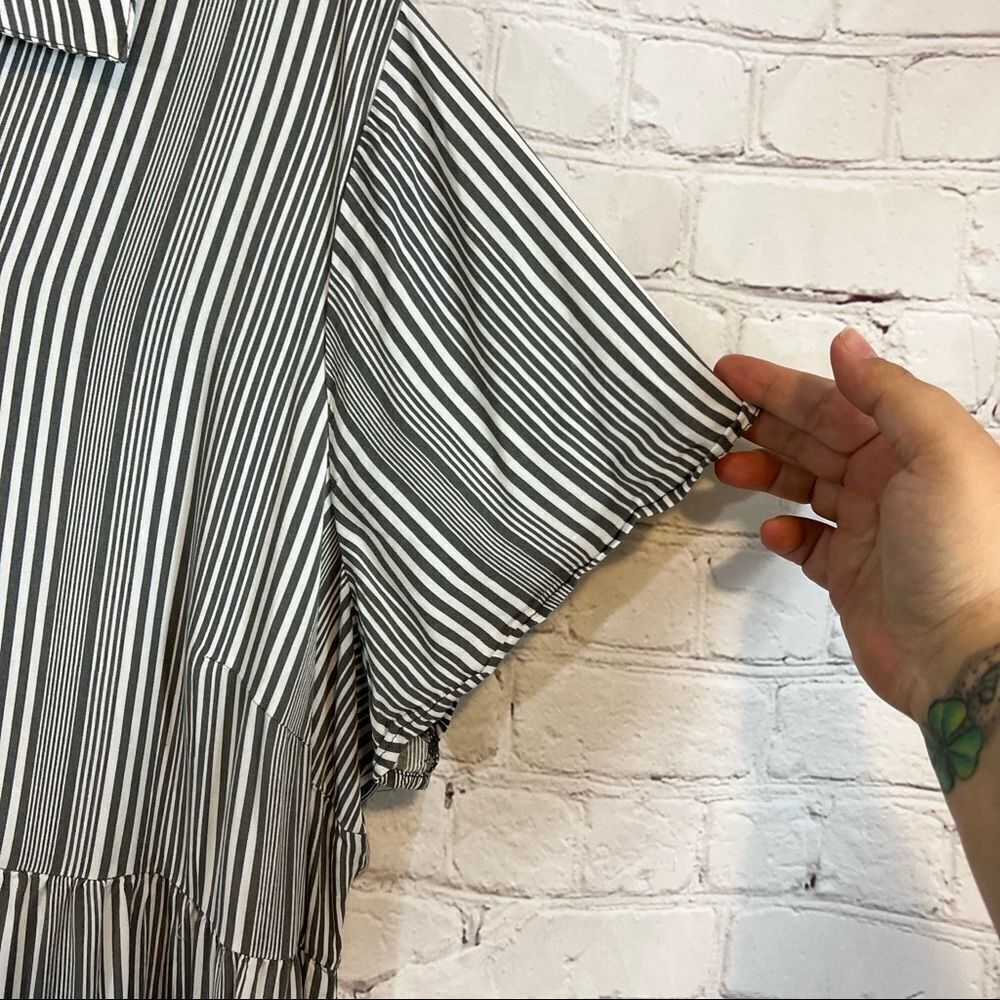 Torrid Grey Stripe Twill Button Front Shirred Bab… - image 6